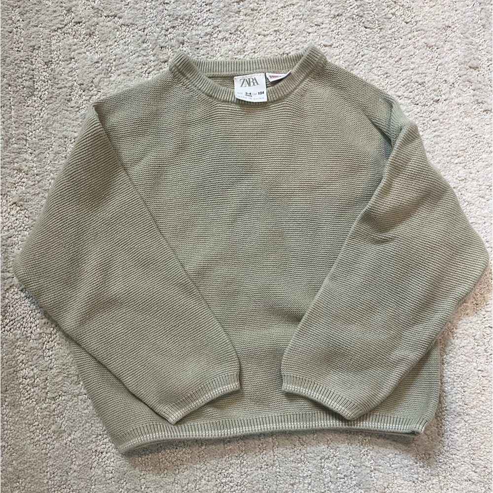 Zara Sage Green Light Sweater Boys 3-4T